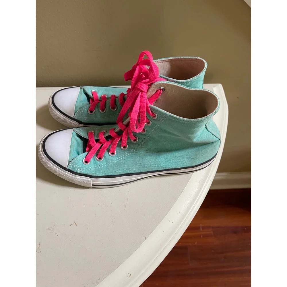 Converse Chuck Taylor All Star High Top Sneakers Teal Pink 171262F Womens 9.5 - Picture 4 of 8
